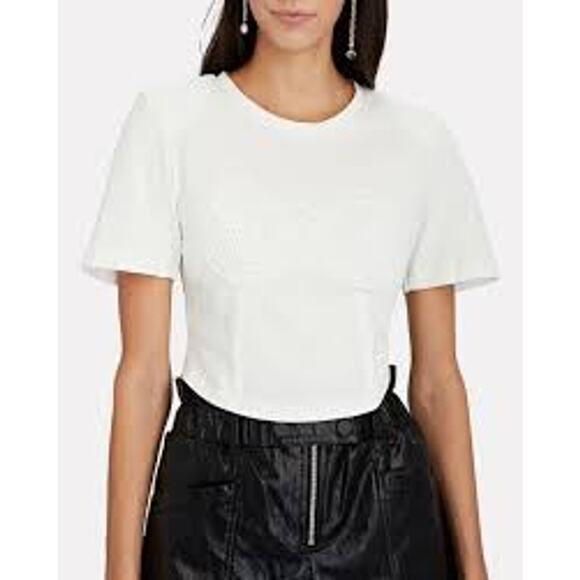 Self-Portrait Lace Applique Tee Shirt White Size 6 - Picture 1 of 7